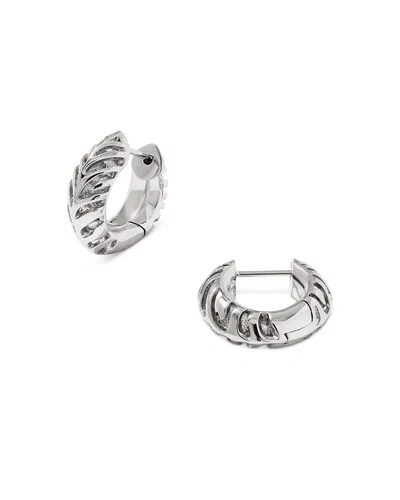Kendra Scott Mikki Tiger Stripe Openwork Huggie Hoop Earrings In Silver
