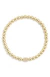 Kendra Scott Mini Elaina Beaded Stretch Bracelet In Gold Iridescent Drusy