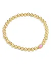 Kendra Scott Mini Elaina Beaded Stretch Bracelet In Gold/pink