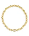 Kendra Scott Mini Elaina Beaded Stretch Bracelet In Gold/tan