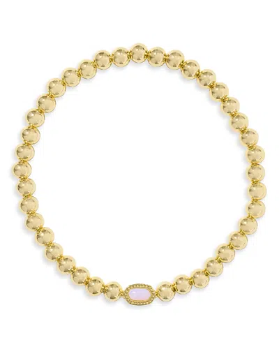 Kendra Scott Mini Elaina Stretch Bracelet In Gold Pink Opalite Crys