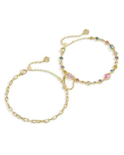 Kendra Scott Mini Elisa Abbie Delicate Chain Bracelet Set In Gold White