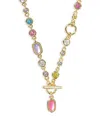 Kendra Scott 14k Gold-plated Mixed Stone 19-2/5" Convertible Necklace In Gold/multi