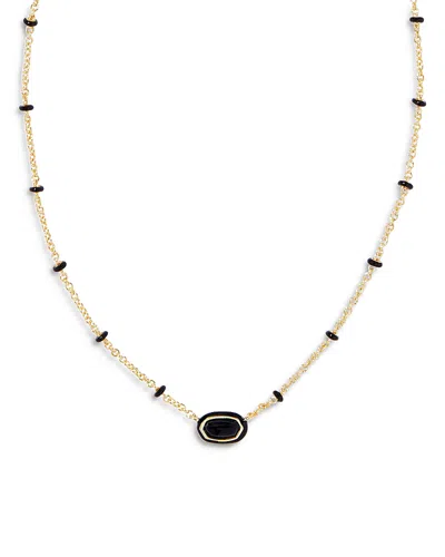 Kendra Scott Gold-tone Mini Elisa Enamel Frame Short Pendant Necklace, 15" + 4" Extender In Multi