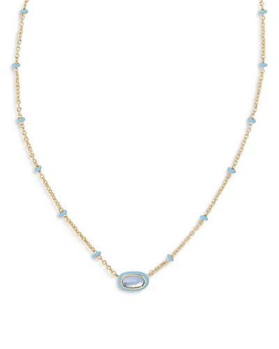 Kendra Scott Gold-tone Mini Elisa Enamel Frame Short Pendant Necklace, 15" + 4" Extender In Gold/periwinkle Illusion