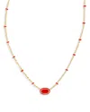 Kendra Scott Gold-tone Mini Elisa Enamel Frame Short Pendant Necklace, 15" + 4" Extender In Gold Red I
