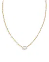 Kendra Scott Gold-tone Mini Elisa Enamel Frame Short Pendant Necklace, 15" + 4" Extender In Gold/white Mother Of Pearl