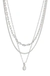 Kendra Scott Mini Elisa Gold Triple Strand Necklace In Silver Iridescent Drusy