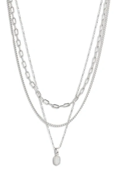 Kendra Scott Mini Elisa Gold Triple Strand Necklace In Silver Iridescent Drusy
