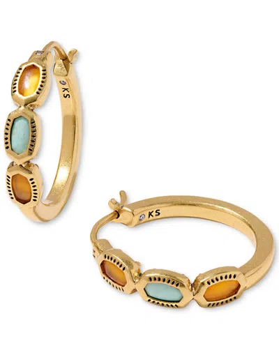 Kendra Scott Mini Elisa Multi-stone Gold-tone Hoop Earrings