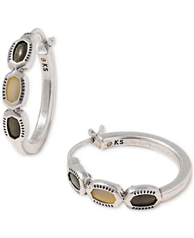 Kendra Scott Mini Elisa Multi-stone Gold-tone Hoop Earrings In Gray