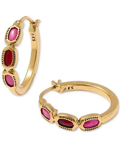 Kendra Scott Mini Elisa Multi-stone Gold-tone Hoop Earrings In Pink