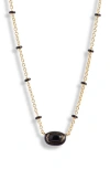 Kendra Scott Gold-tone Mini Elisa Enamel Frame Short Pendant Necklace, 15" + 4" Extender In Gold Black Agate