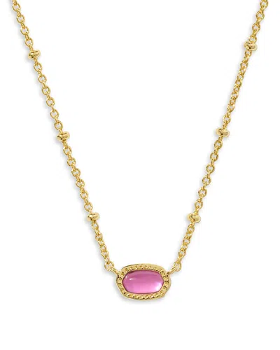 Kendra Scott Gold-tone Mini Elisa Enamel Frame Short Pendant Necklace, 15" + 4" Extender In Gold/pink