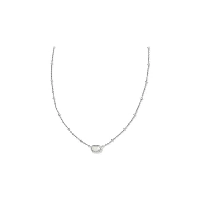 Kendra Scott Mini Elisa Satellite Short Pendant Necklace - Silver Ivory Mother Of Pearl In Metallic