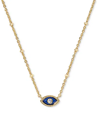 Kendra Scott Mini Eye Magnesite And Cubic Zirconia In 14k Gold Over Brass Necklace In Blue