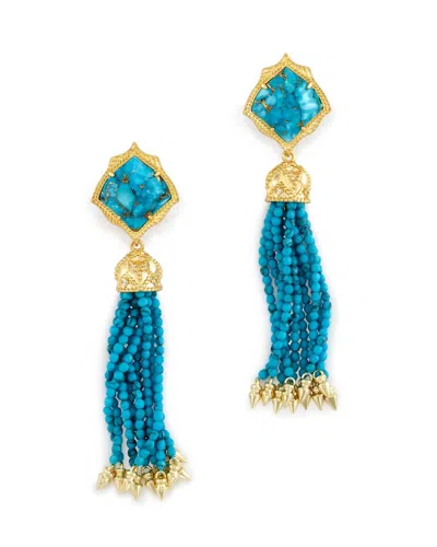 Kendra Scott Misha Earrings In Gold Plate/bronze Veined Turquoise In Blue