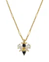 Kendra Scott 14k Gold-plated Crystal Bee 18" Adjustable Pendant Necklace In Black/gold