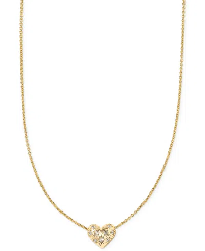 Kendra Scott Mixed Cut Stone Heart 19" Adjustable Pendant Necklace In Gold White