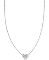 Kendra Scott Mixed Cut Stone Heart 19" Adjustable Pendant Necklace In Rhod White