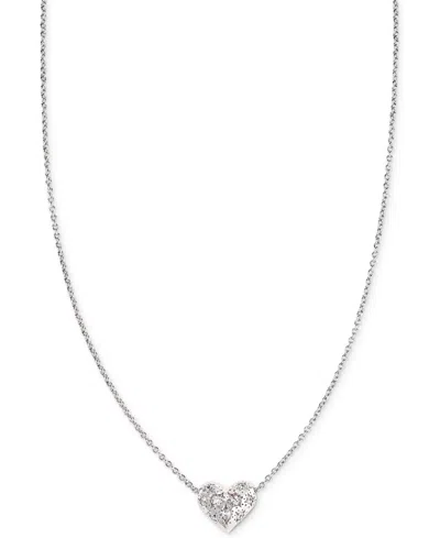 Kendra Scott Mixed Cut Stone Heart 19" Adjustable Pendant Necklace In Rhod White