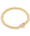 Kendra Scott Holland 14k Gold Plated Mixed Cut Stone Heart Charm Beaded Stretch Bracelet In Gold White