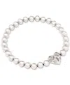 Kendra Scott Mixed-cut Stone Heart Charm Beaded Stretch Bracelet In Rhod White
