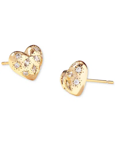 Kendra Scott Mixed-cut Stone Heart Stud Earrings In Gold White