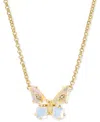 Kendra Scott Mixed Stone Butterfly Pendant Necklace, 16" + 3" Extender In Gold