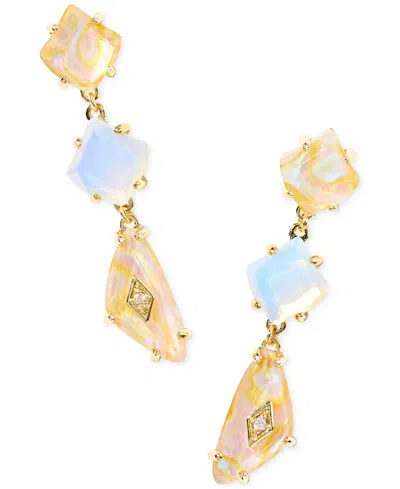 Kendra Scott Mixed Stone Linear Drop Earrings In Gold