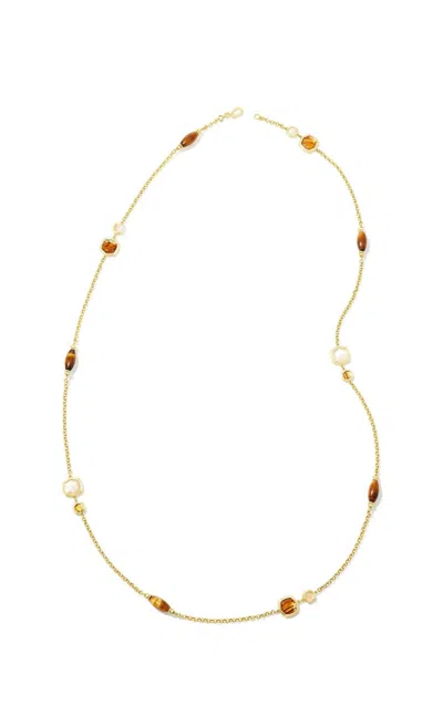 Kendra Scott Monica Long Strand Necklace In Gold Brown Mix