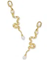 Kendra Scott Mother-of-pearl & Cultured Freshwater Pearl Snake Linear Drop Earrings In Gold