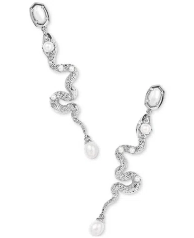 Kendra Scott Mother-of-pearl & Cultured Freshwater Pearl Snake Linear Drop Earrings In Ivory Mother Of Pearl