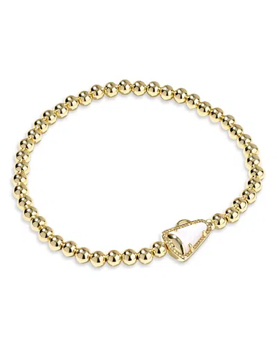 Kendra Scott Mother Of Pearl Cheer Beaded Stretch Bracelet In Gold