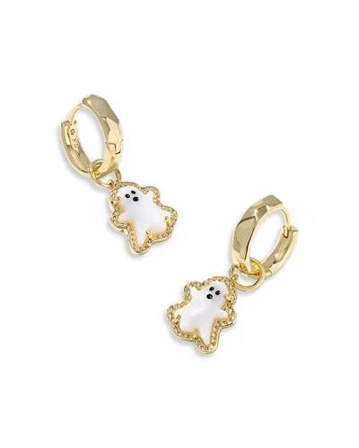 Kendra Scott Mother Of Pearl Ghost Charm Huggie Hoop Earrings In Gold