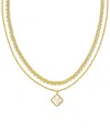 Kendra Scott Mother-of-pearl Rose Convertible Layered Pendant Necklace, 15" + 3" Extender In Gold Ivory Mother Of Pearl