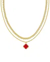 Kendra Scott Mother-of-pearl Rose Convertible Layered Pendant Necklace, 15" + 3" Extender In Gold Red Mother Of Pearl