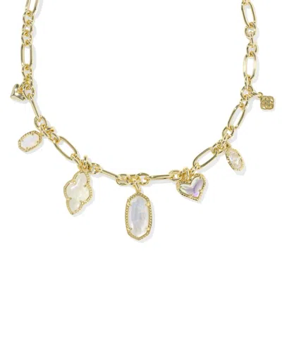Kendra Scott Multi-stone & Imitation Pearl Icon Charm Necklace In Metallic
