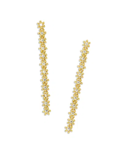 Kendra Scott Nydia Cubic Zirconia Flower Linear Drop Earrings In 14k Gold Plated In Gold White