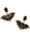 Kendra Scott Obsidian And Drusy 14k Gold Over Brass Bat Drop Earrings In Gray