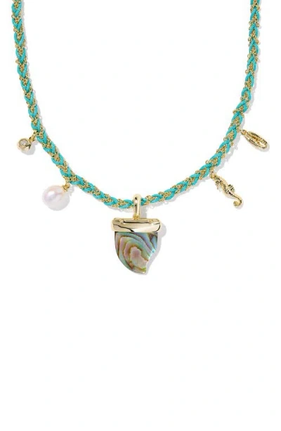 Kendra Scott Oleana Abalone & Freshwater Pearl Charm Necklace In Green