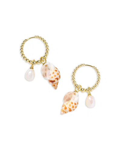 Kendra Scott Gold-tone Oleana Spotted Shell Huggie Drop Earrings