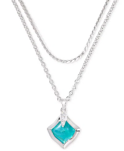 Kendra Scott Pave & Color Mother-of-pearl Layered Pendant Necklace, 15" + 3" Extender In Metallic