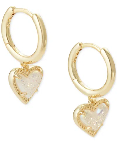 Kendra Scott Pave & Colored Heart Charm Huggie Hoop Earrings In Gold