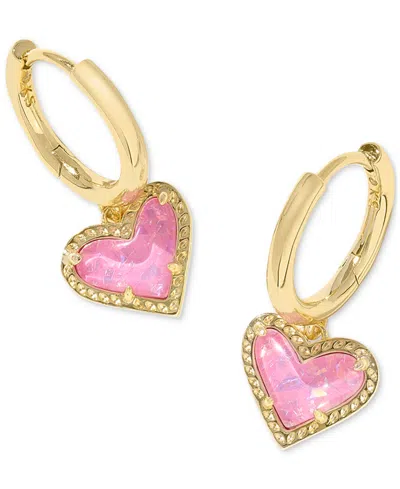 Kendra Scott Pave & Colored Heart Charm Huggie Hoop Earrings In Open Yellow
