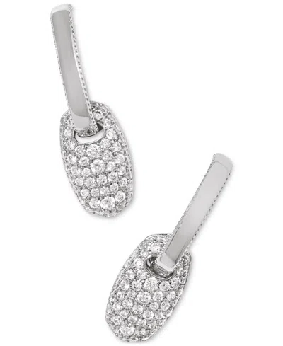 Kendra Scott Pave Link Charm Huggie Hoop Earrings In White Crystal