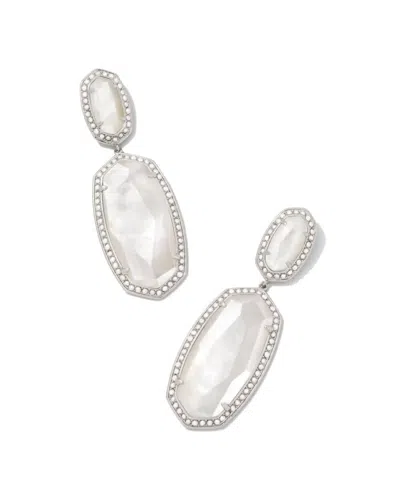 Kendra Scott Pearl Beaded Elle Statement Earrings In Ivory Mother Of Pearl In Silver