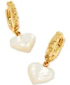 Kendra Scott Penny Heart Huggie Hoop Earrings In 14k Gold Plated In Ivory Mother Of Pearl