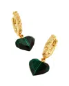 Kendra Scott Penny Heart 14k Plated Malachite Huggie Earring In Gold