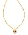 Kendra Scott Penny Heart 14k Plated Mixed Stones Pendant Necklace In Gold